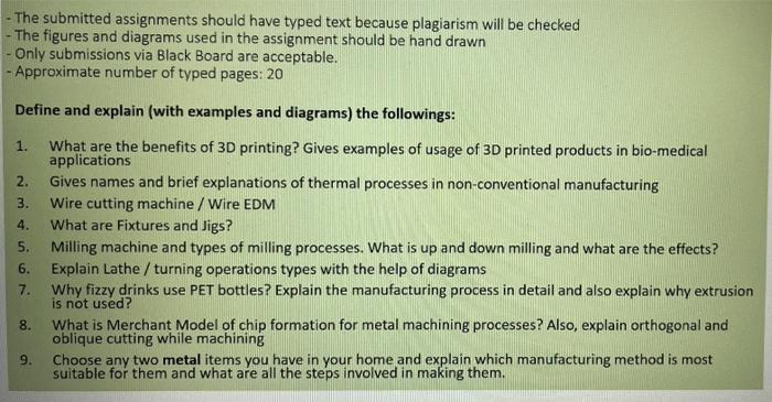 The Submitted Assignments Should Have Typed Text Because Plagiarism Will Be Checked The Figures And Diagrams Used In The 1