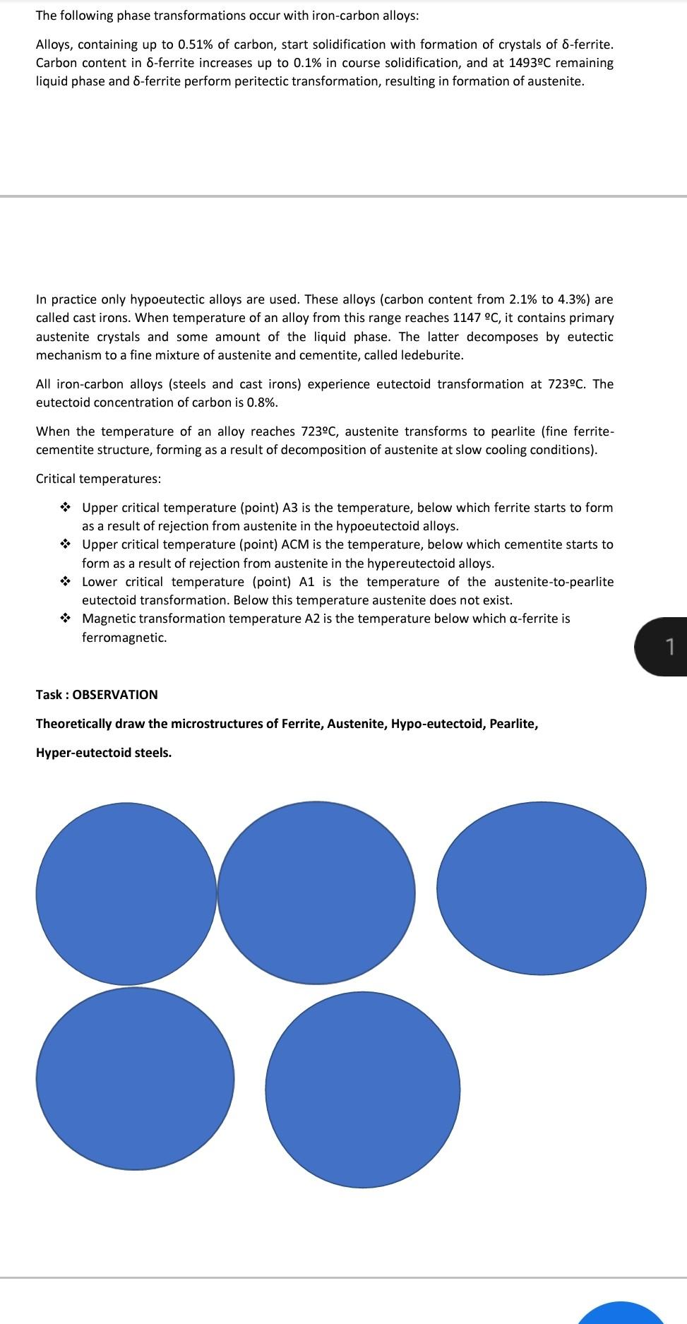 The Following Phase Transformations Occur With Iron Carbon Alloys Alloys Containing Up To 0 51 Of Carbon Start Solid 1