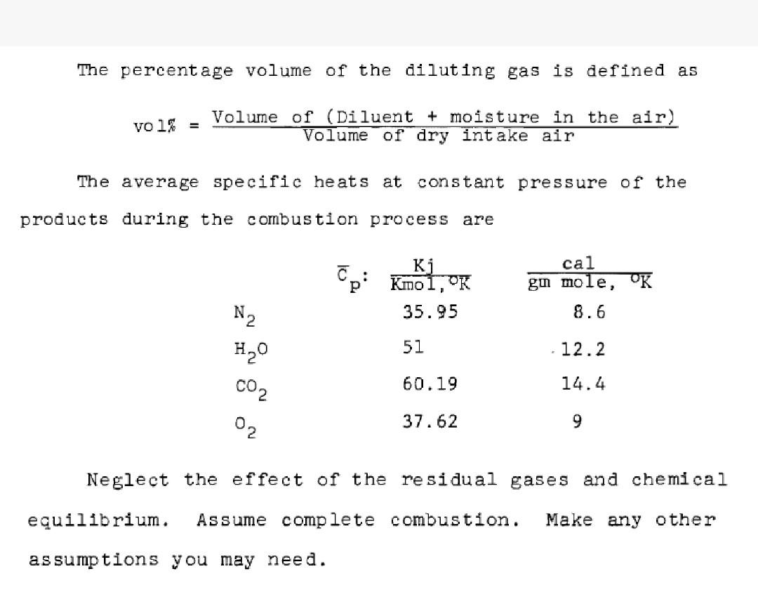 The Percentage Volume Of The Diluting Gas Is Defined As Vo 1 Volume Of Diluent Moisture In The Air Volume Of Dry 1