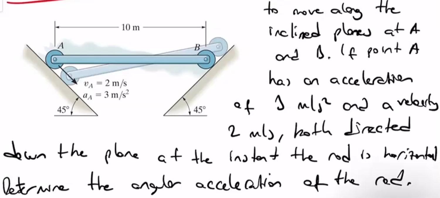 To Move Along The Inclined Planes At A B And B If Point A Va 2 M S A 3 M S 45 45 Has On Acceleration Of I Mlj 1