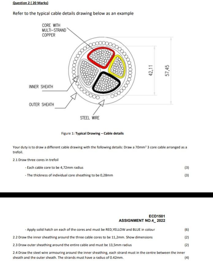 Question 2 20 Marks Refer To The Typical Cable Details Drawing Below As An Example Core With Multi Strand Copper Poxxx 1