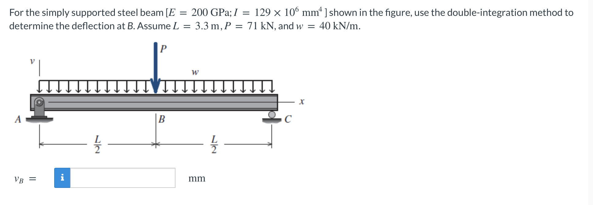 For The Simply Supported Steel Beam E 200 Gpa I 129 106 Mm Shown In The Figure Use The Double Integration Met 1