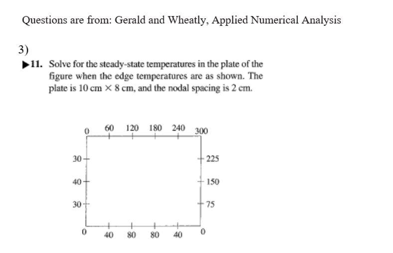 Questions Are From Gerald And Wheatly Applied Numerical Analysis 3 11 Solve For The Steady State Temperatures In Th 1