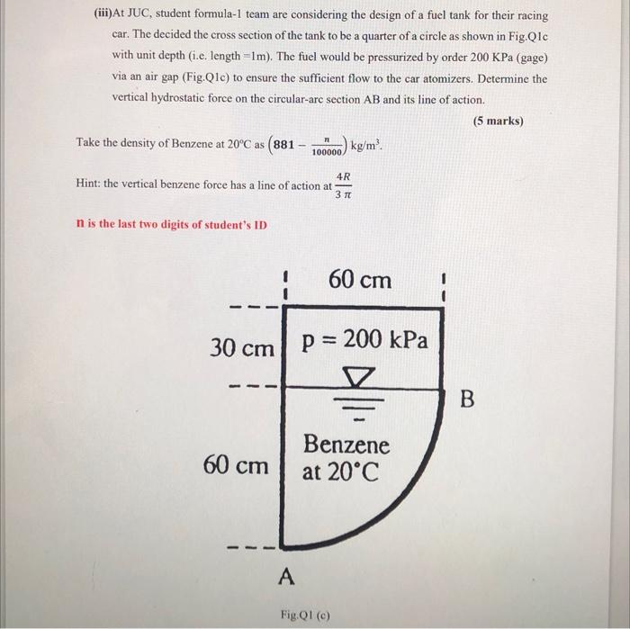 Iii At Juc Student Formula 1 Team Are Considering The Design Of A Fuel Tank For Their Racing Car The Decided The Cro 1