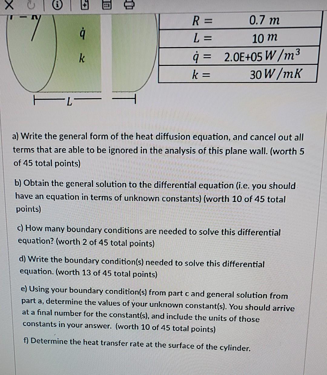 Xo 8 Consider A Long Solid Cylinder With An Outer Radius R Length L And Thermal Conductivity K Subject To A Unifor 2