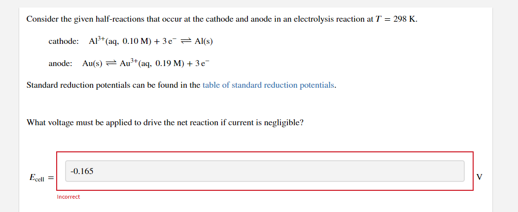 Consider The Given Half Reactions That Occur At The Cathode And Anode In An Electrolysis Reaction At T 298 K Cathode 1