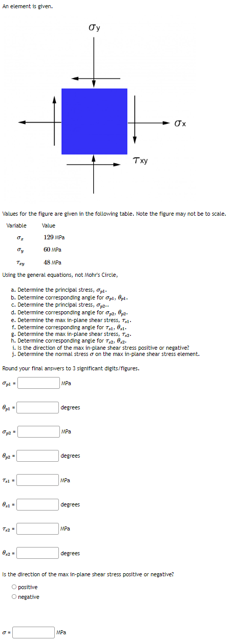 An Element Is Given Txy Values For The Figure Are Given In The Following Table Note The Figure May Not Be To Scale Va 1