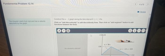 Fundamental Problem 12 14 The Dragster Starts From Rest And Has A Velocity Described By The Graph Construct The A T Grap 1