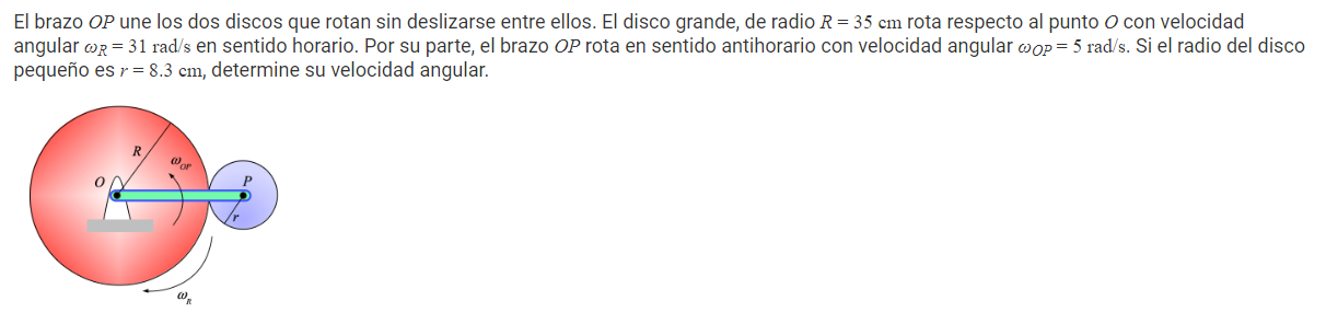 El Brazo Op Une Los Dos Discos Que Rotan Sin Deslizarse Entre Ellos El Disco Grande De Radio R 35 Cm Rota Respecto A 1