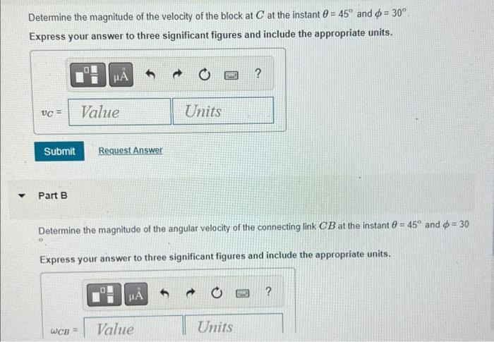 The Angular Velocity Of Link Ab Is Wab 4 8 Rad S Figure 1 Figure 1 Of 1 B Ellen 0 45 3 Ft 2 Ft Wab 30 41 Home 2