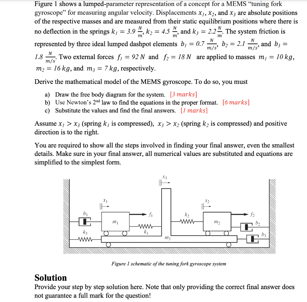 Figure 1 Shows A Lumped Parameter Representation Of A Concept For A Mems Tuning Fork Gyroscope For Measuring Angular V 1