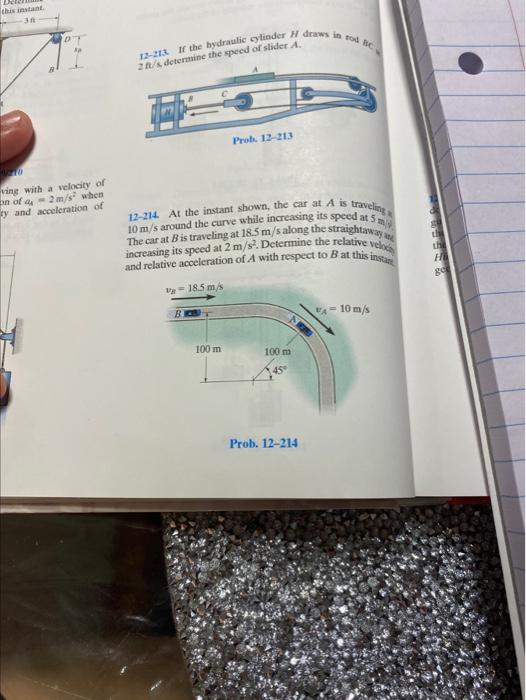 Deter This Instant 3a 010 Ving With A Velocity Of 2 M S When On Of A Ty And Acceleration Of 12 213 If The Hydraulic Cyli 1