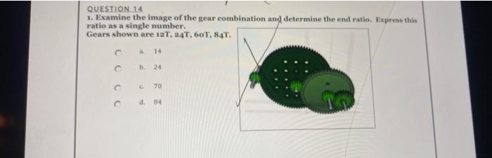 Question 14 1 Examine The Image Of The Gear Combination And Determine The End Ratio Express This Ratio As A Single Num 1