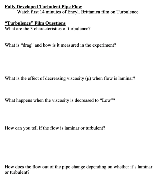 Fully Developed Turbulent Pipe Flow Watch First 14 Minutes Of Encyl Brittanica Film On Turbulence Turbulence Film Qu 1