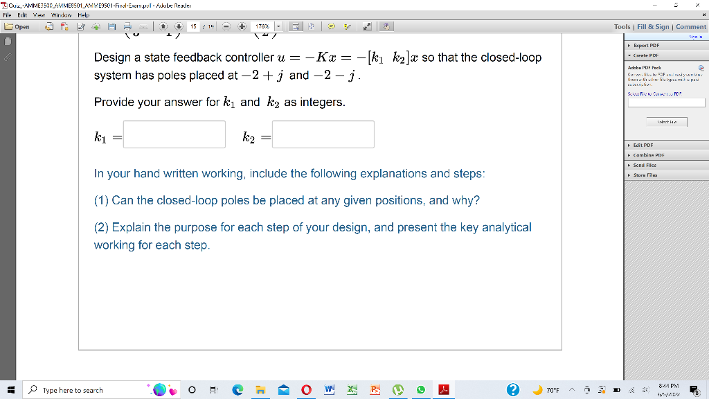 Quiz Amme3500 Amme8501 Amme9501 Final Exam Pol Adobe Reader File Edit Vw Window Help Open 19 Ta 1763 3 Describe 5