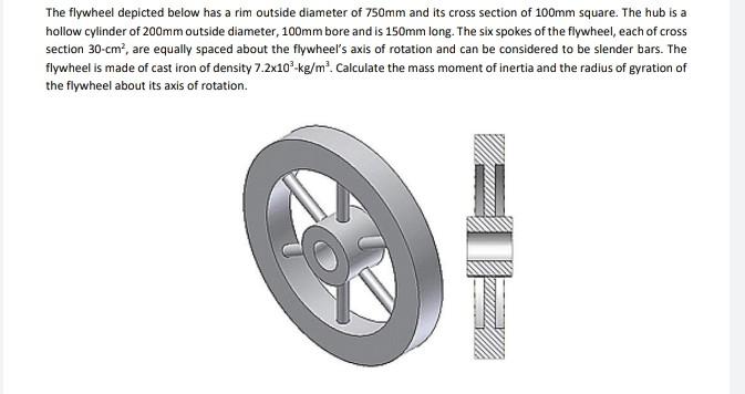 The Flywheel Depicted Below Has A Rim Outside Diameter Of 750mm And Its Cross Section Of 100mm Square The Hub Is A Holl 1