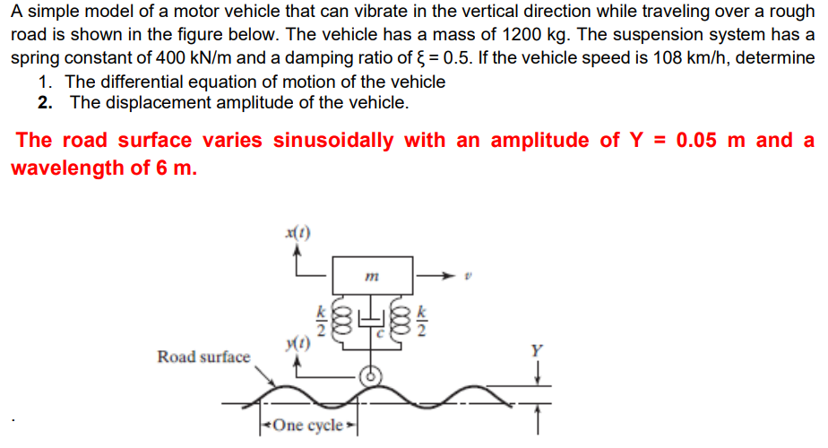 A Simple Model Of A Motor Vehicle That Can Vibrate In The Vertical Direction While Traveling Over A Rough Road Is Shown 1