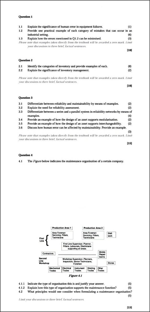 Question 1 1 1 Explain The Significance Of Human Error In Equipment Failures 1 1 2 Provide One Practical Example Of E 1