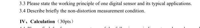 3 3 Please State The Working Principle Of One Digital Sensor And Its Typical Applications 3 4 Describe Briefly The Non 1