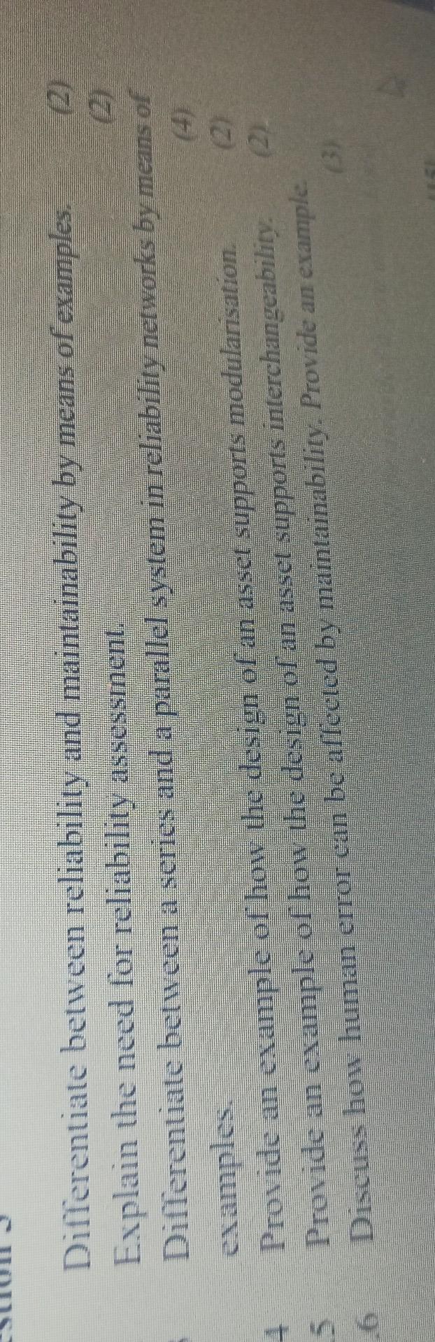 Differentiate Between Reliability And Maintainability By Means Of Examples Explain The Need For Reliability Assessment 1