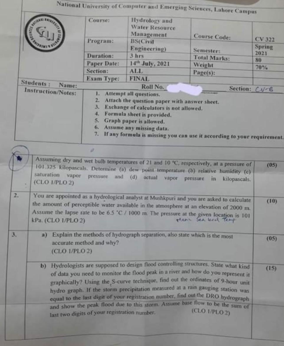 5 A Explain Briefly The Following Terms Clo I Plo 2 Specific Yield Storage Co Efficient Specific Capacity Influe 2