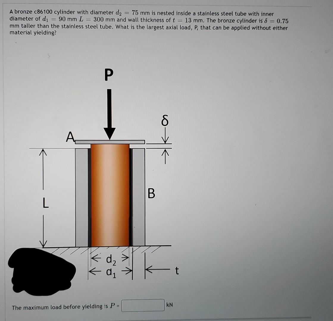 A Bronze C86100 Cylinder With Diameter D2 75 Mm Is Nested Inside A Stainless Steel Tube With Inner Diameter Of D 90 1