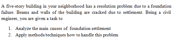 A Five Story Building In Your Neighborhood Has A Resolution Problem Due To A Foundation Failure Beams And Walls Of The 1