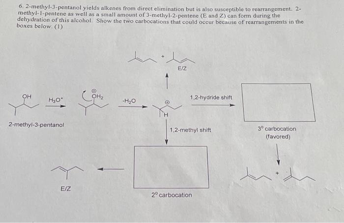 6 2 Methyl 3 Pentanol Yields Alkenes From Direct Elimination But Is Also Susceptible To Rearrangement 2 Methyl 1 Pent 1