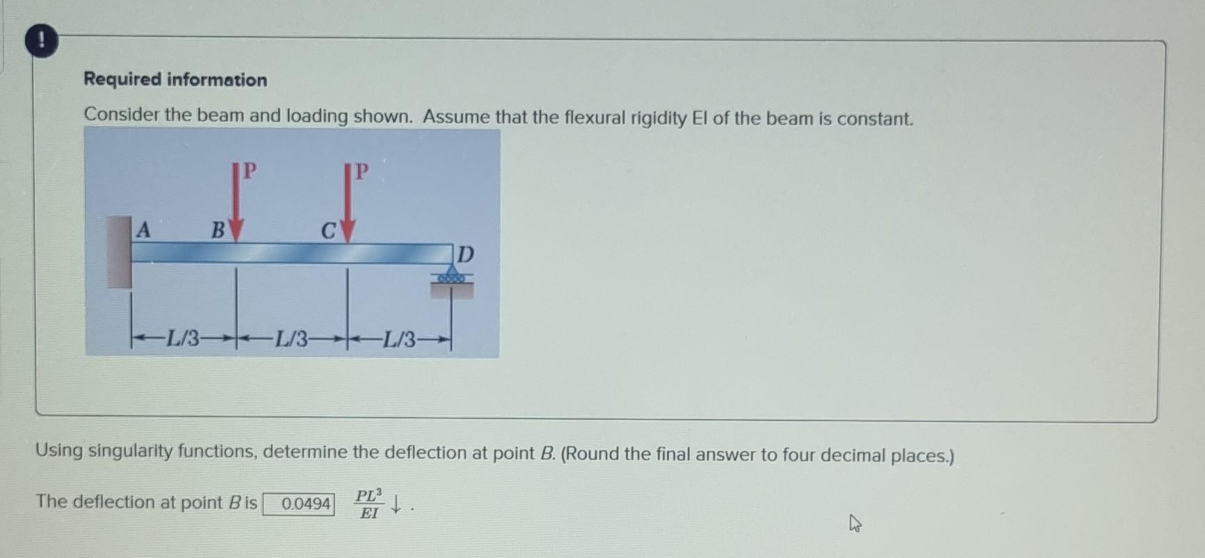 Required Information Consider The Beam And Loading Shown Assume That The Flexural Rigidity El Of The Beam Is Constant 1