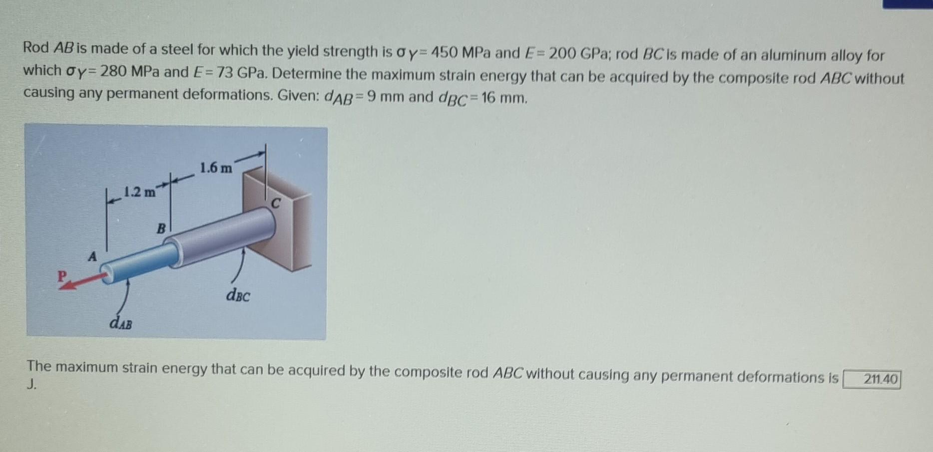 Rod Ab Is Made Of A Steel For Which The Yield Strength Is Oy 450 Mpa And E 200 Gpa Rod Bc Is Made Of An Aluminum Allo 1