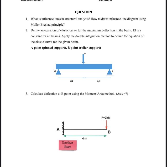 Question 1 What Is Influence Lines In Structural Analysis How To Draw Influence Line Diagram Using Muller Breslau Prin 1