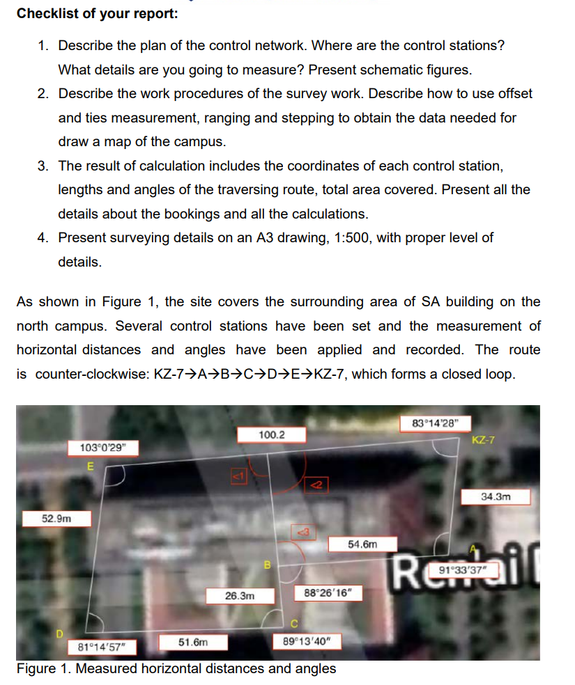 Checklist Of Your Report 1 Describe The Plan Of The Control Network Where Are The Control Stations What Details Are 1
