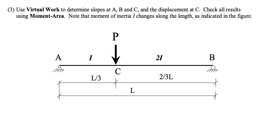 3 Use Virtual Work To Determine Slopes At A B And C And The Displacement At C Check All Results Using Moment Area 1