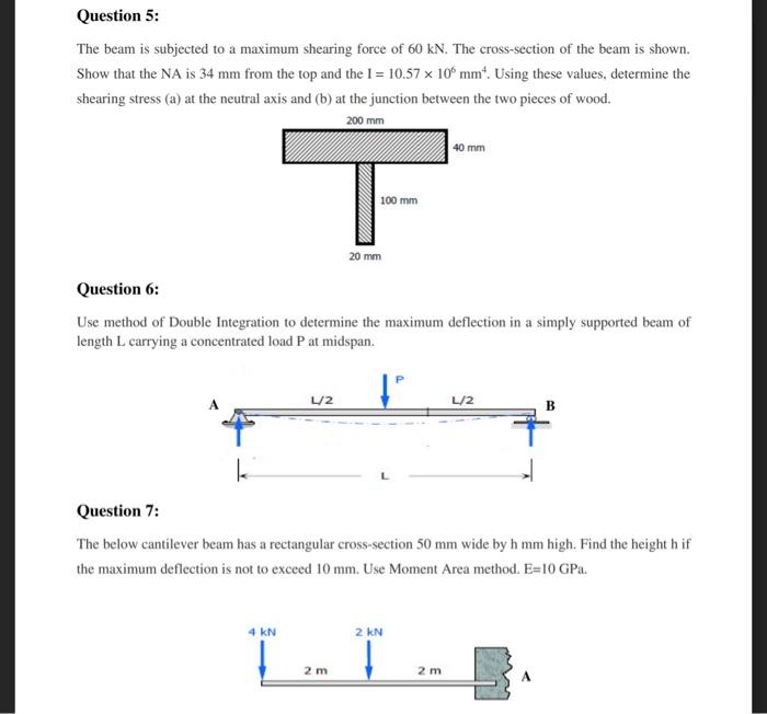 Question 4 A Uniformly Distributed Load Of 200 Lb Ft Is Carried On A Simply Supported Beam The Cross Section Is Shown 2