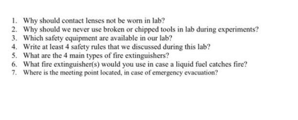 1 Why Should Contact Lenses Not Be Worn In Lab 2 Why Should We Never Use Broken Or Chipped Tools In Lab During Experi 1