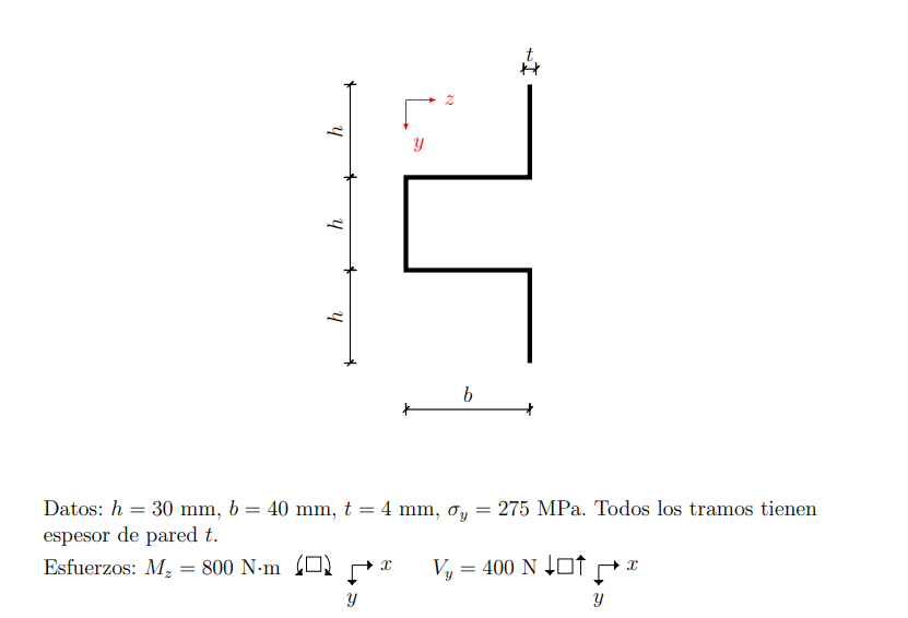 Plot Normal And Tangential Stress Diagrams Due To The Simultaneous Application Of A Moment Mz And A Shear Vy On The Sect 1