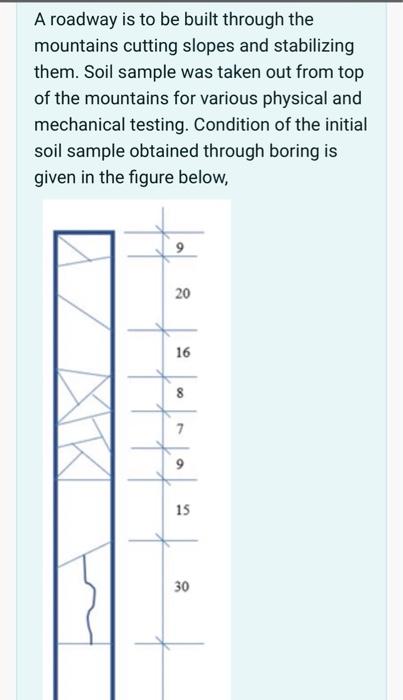A Roadway Is To Be Built Through The Mountains Cutting Slopes And Stabilizing Them Soil Sample Was Taken Out From Top O 1