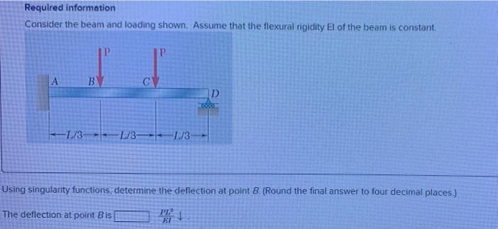 Required Information Consider The Beam And Loading Shown Assume That The Flexural Rigidity El Of The Beam Is Constant 1