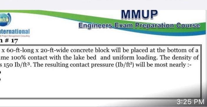 Mmup Reen Engineers Exam Preparation Course Ternational Management Consu 1 17 X 60 Ft Long X 20 Ft Wide Concrete Block 1