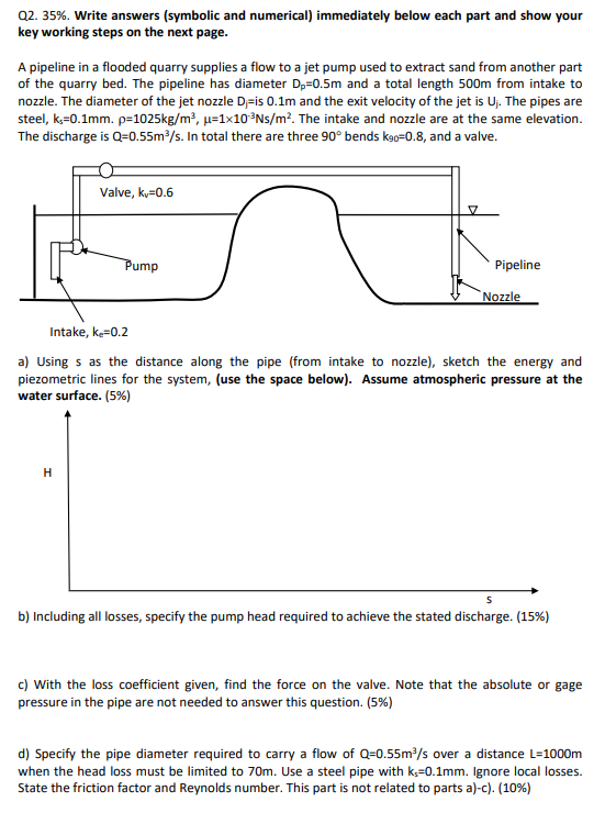 Q2 35 Write Answers Symbolic And Numerical Immediately Below Each Part And Show Your Key Working Steps On The Next 1