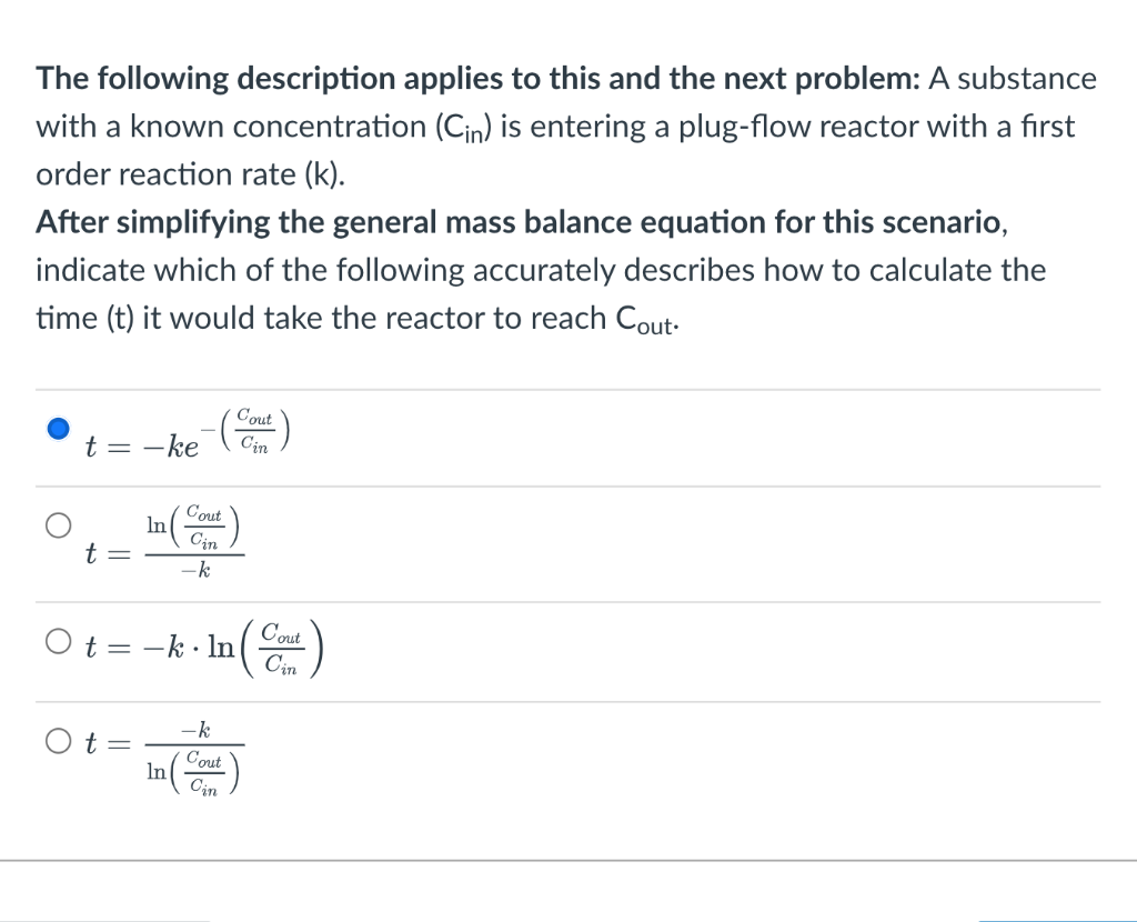 The Following Description Applies To This And The Next Problem A Substance With A Known Concentration Cin Is Entering 1