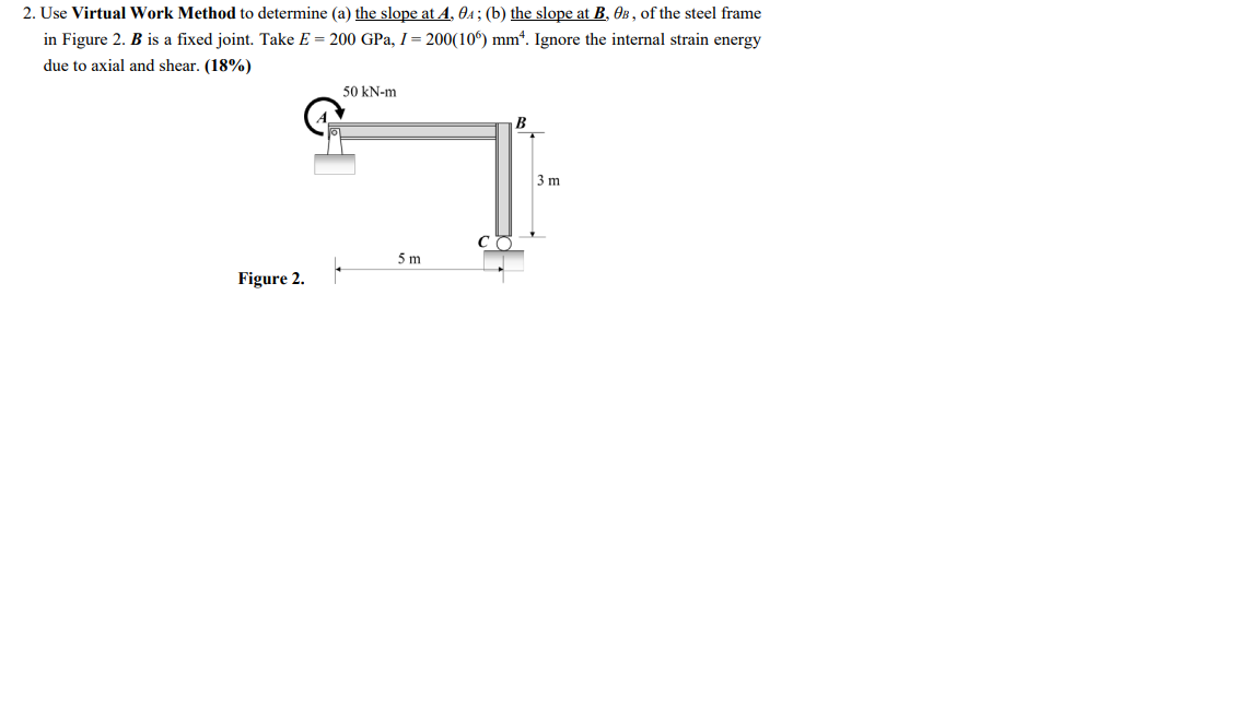 2 Use Virtual Work Method To Determine A The Slope At A 04 B The Slope At B Ob Of The Steel Frame In Figure 2 1