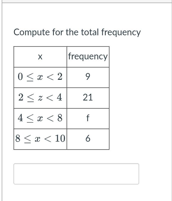 Compute For The Total Frequency X Frequency 0 X 2 9 2 2 4 21 4 X 8 F 8 X 10 6 1