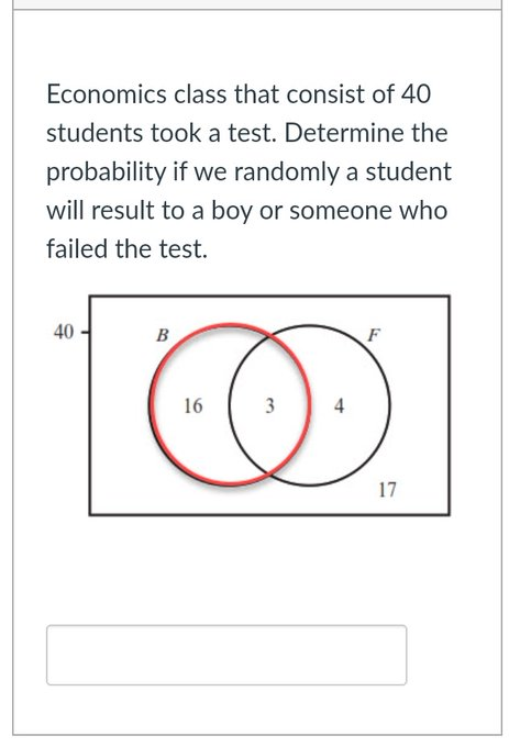 Economics Class That Consist Of 40 Students Took A Test Determine The Probability If We Randomly A Student Will Result 1