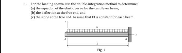 1 For The Loading Shown Use The Double Integration Method To Determine A The Equation Of The Elastic Curve For The 1