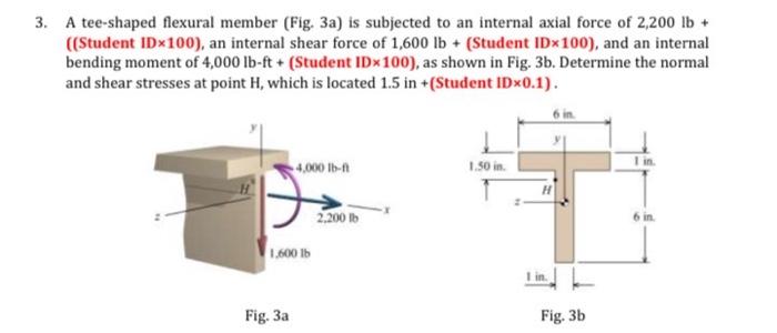 3 A Tee Shaped Flexural Member Fig 3a Is Subjected To An Internal Axial Force Of 2 200 Lb Student Idx100 An In 1