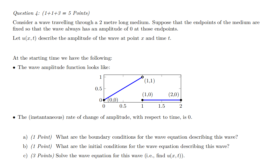 Question 4 1 1 3 5 Points Consider A Wave Travelling Through A 2 Metre Long Medium Suppose That The Endpoints Of T 1
