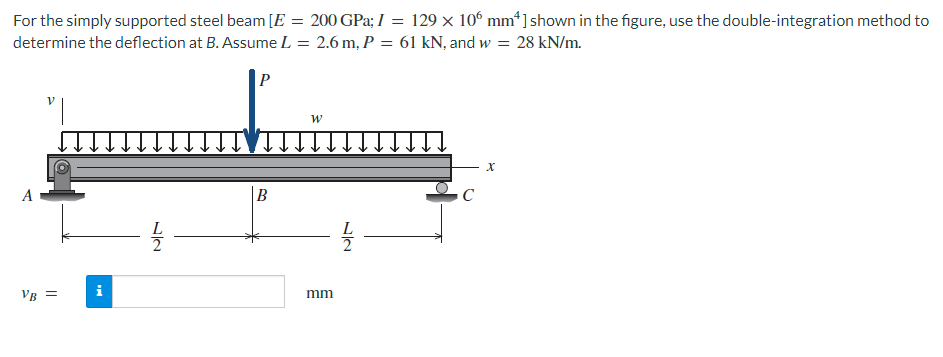For The Simply Supported Steel Beam E 200 Gpa I 129 X 106 Mm Shown In The Figure Use The Double Integration Met 1