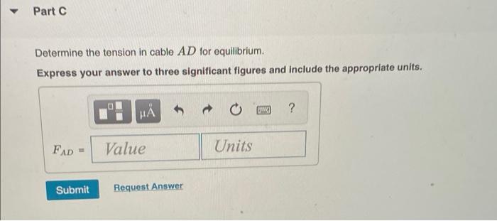 Part A Determine The Tension In Cable Ab For Equilibrium Suppose That F 650 N Figure 1 Express Your Answer To Thr 2