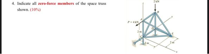 4 Indicate All Zero Force Members Of The Space Truss Shown 10 P 4 Kn 2 Kn 2m 1
